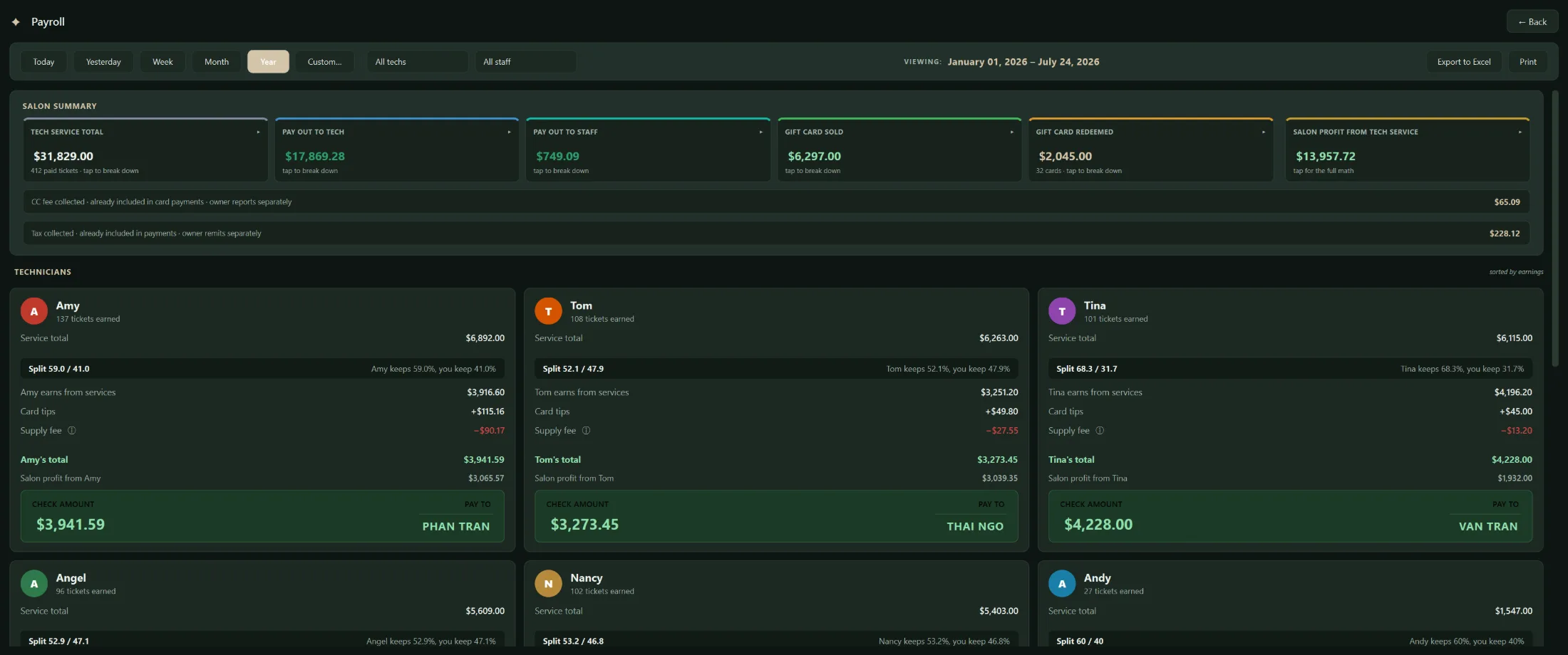 Payroll screenshot