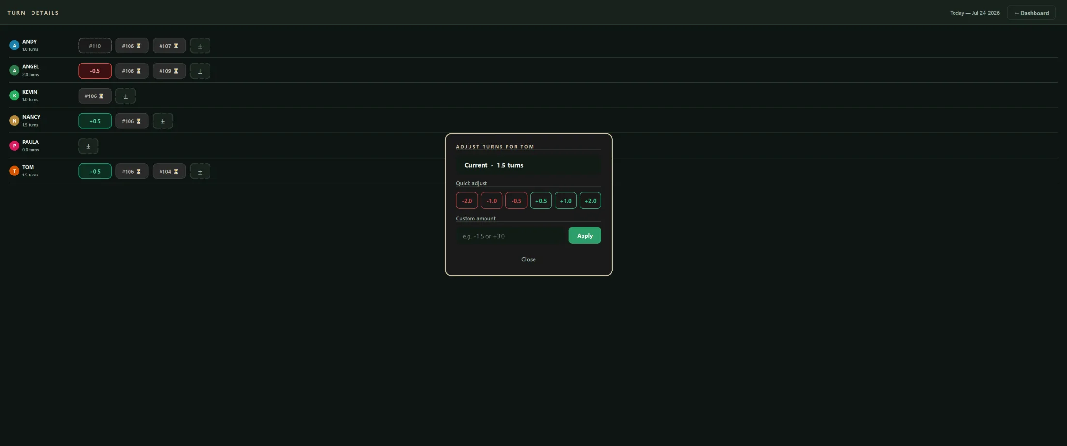 Turn queue screenshot